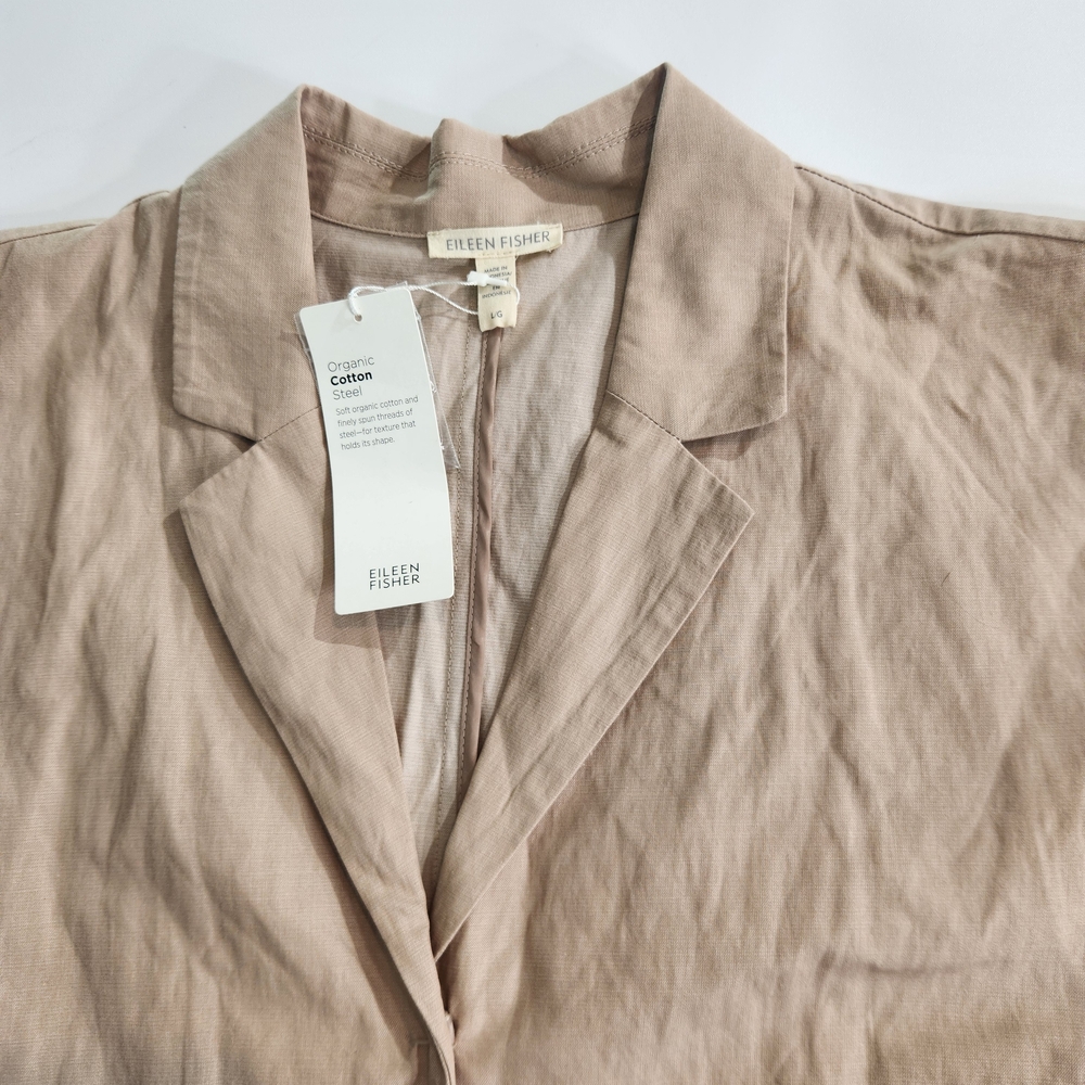 Eileen Fisher Women's Size L Oversized jacket Tan Organic Cotton Blend 01 - Picture 9 of 14